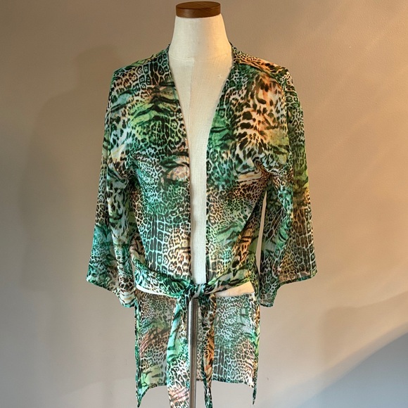 VENUS Vibrant Animal Print Kimono shrug coverup tie front jungle pattern XS / S - Picture 1 of 9